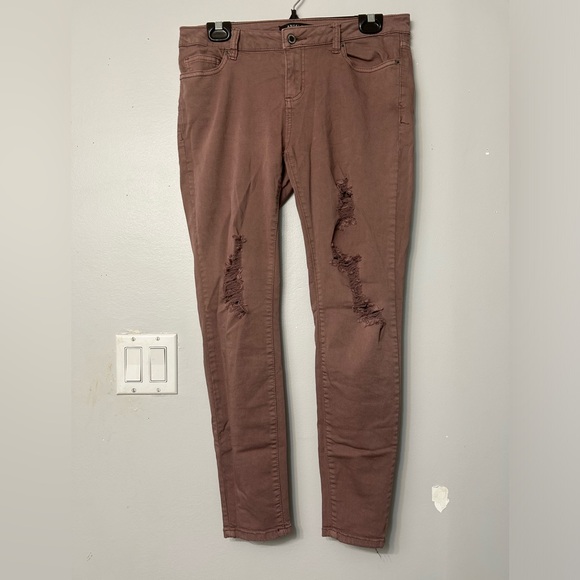 Angel Kiss Brown distressed stretch skinny jeans Size 9 - Picture 1 of 5